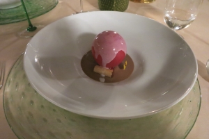 Raspberry Sphere on Chocolate Mousse